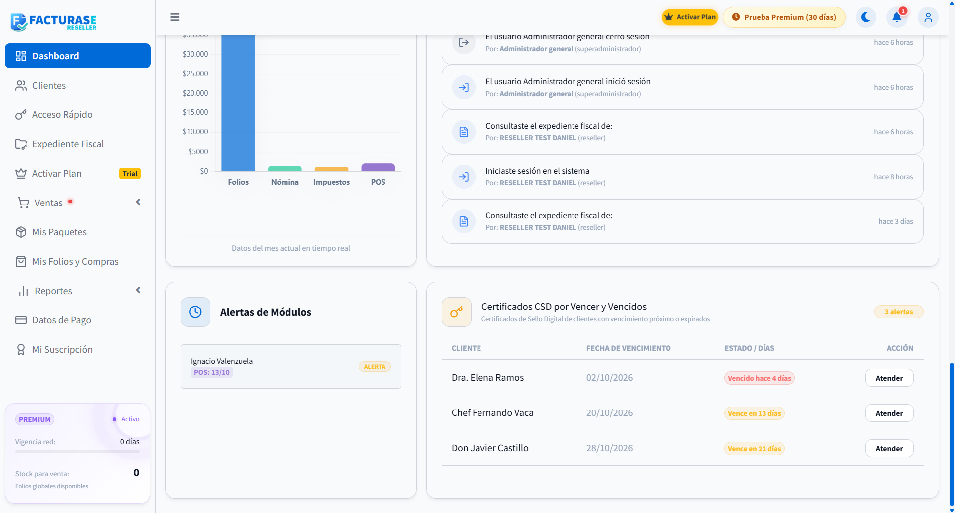 Avisos de módulos y certificados de sello digital
