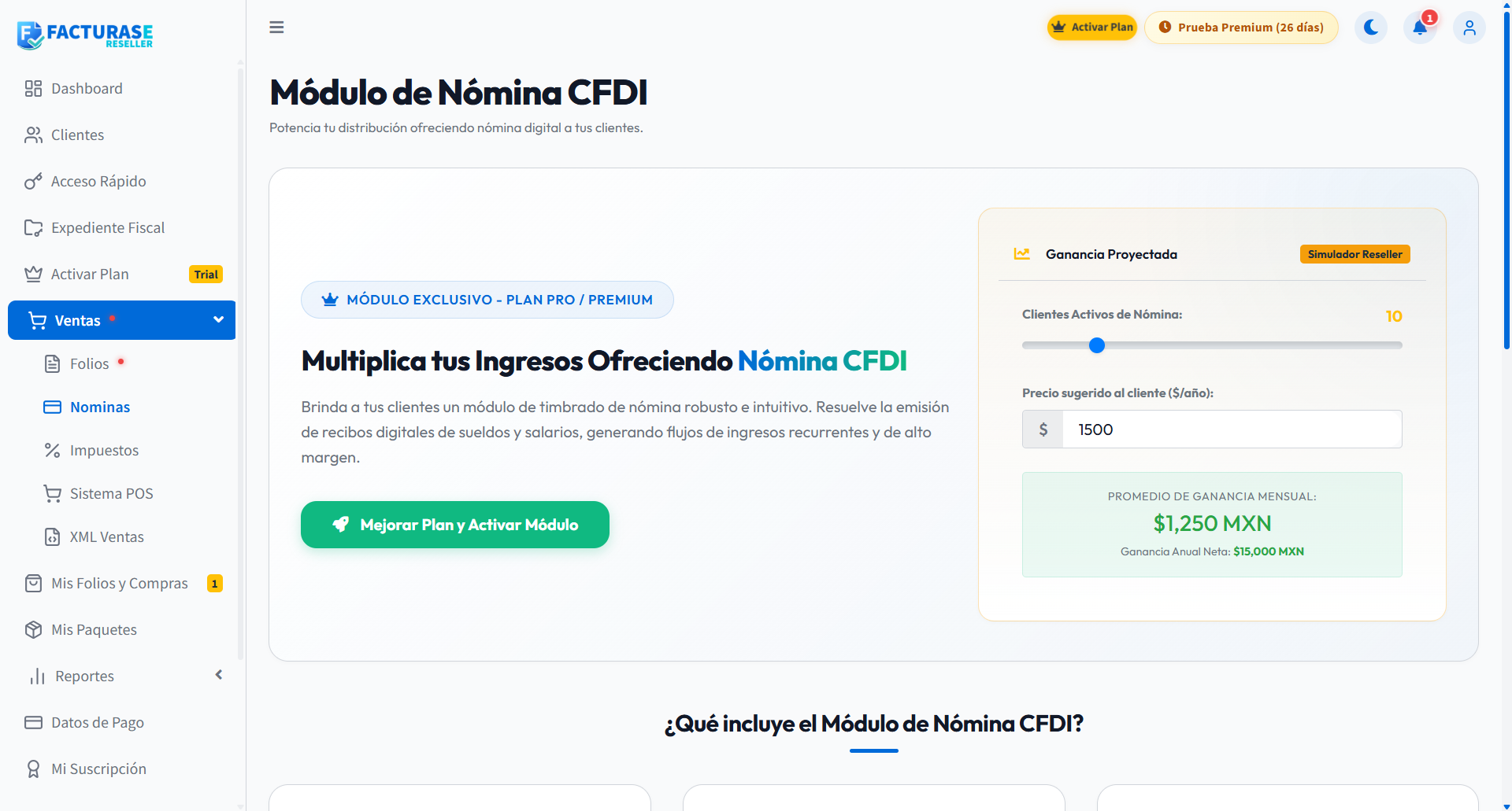 Aviso de acceso restringido durante la prueba Premium